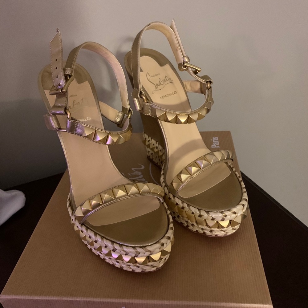 Christian Louboutin Gold Cataclou Wedges